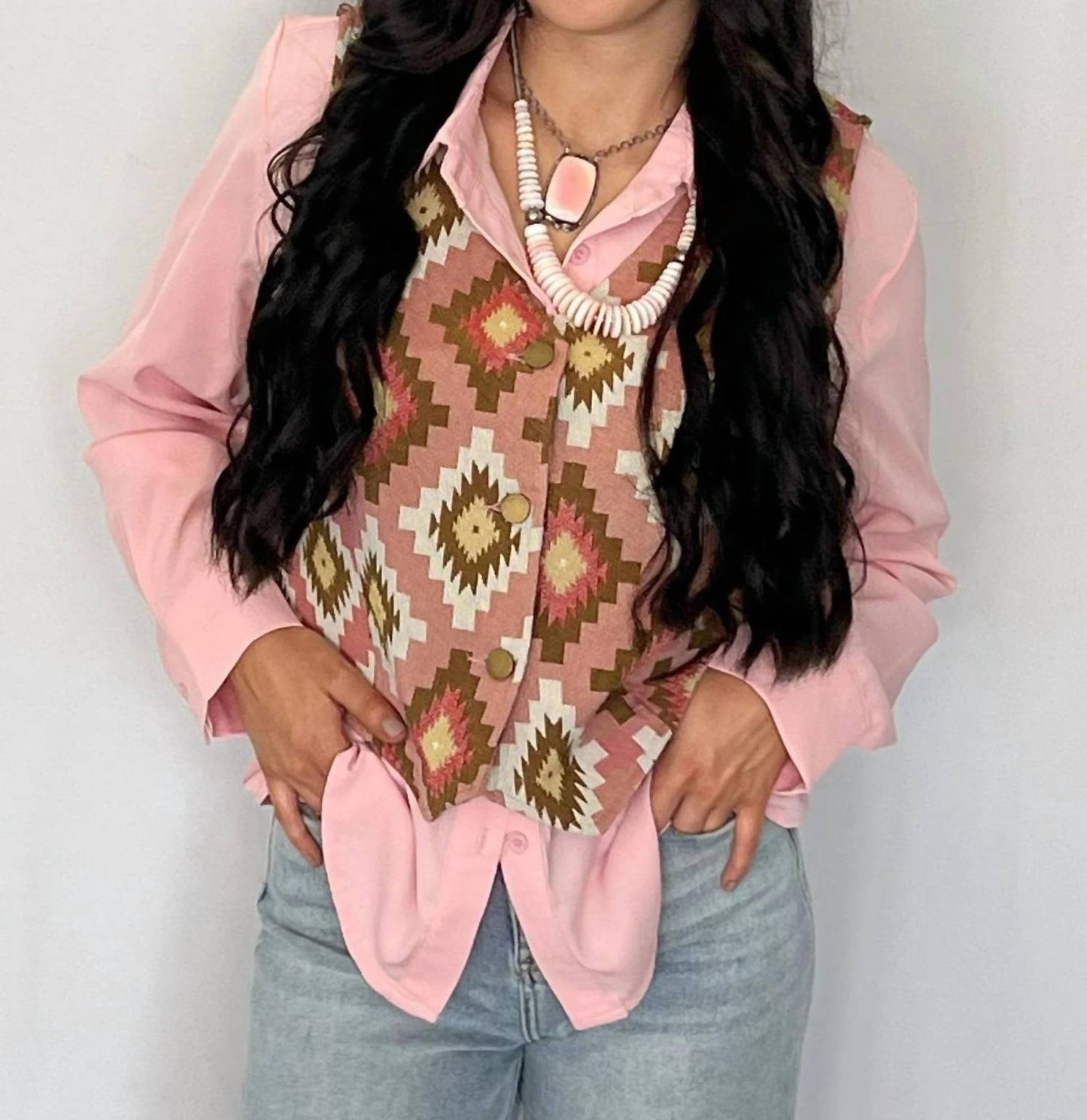 Lucky & Blessed - Long Sleeve Western Button-down Shirt