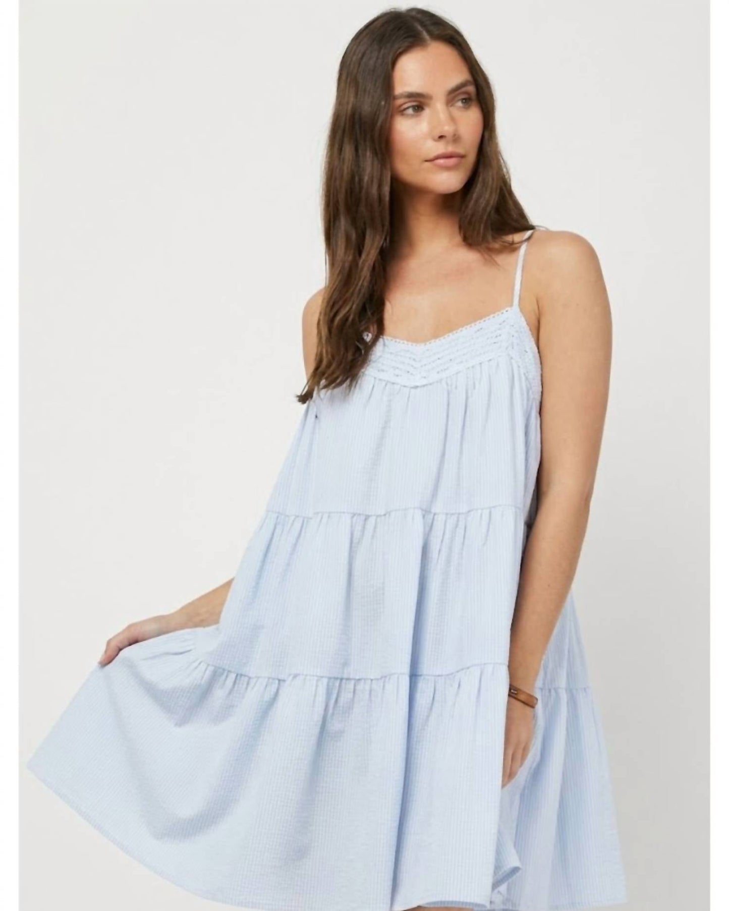 Needii - Pinstripe Babydoll Mini Dress
