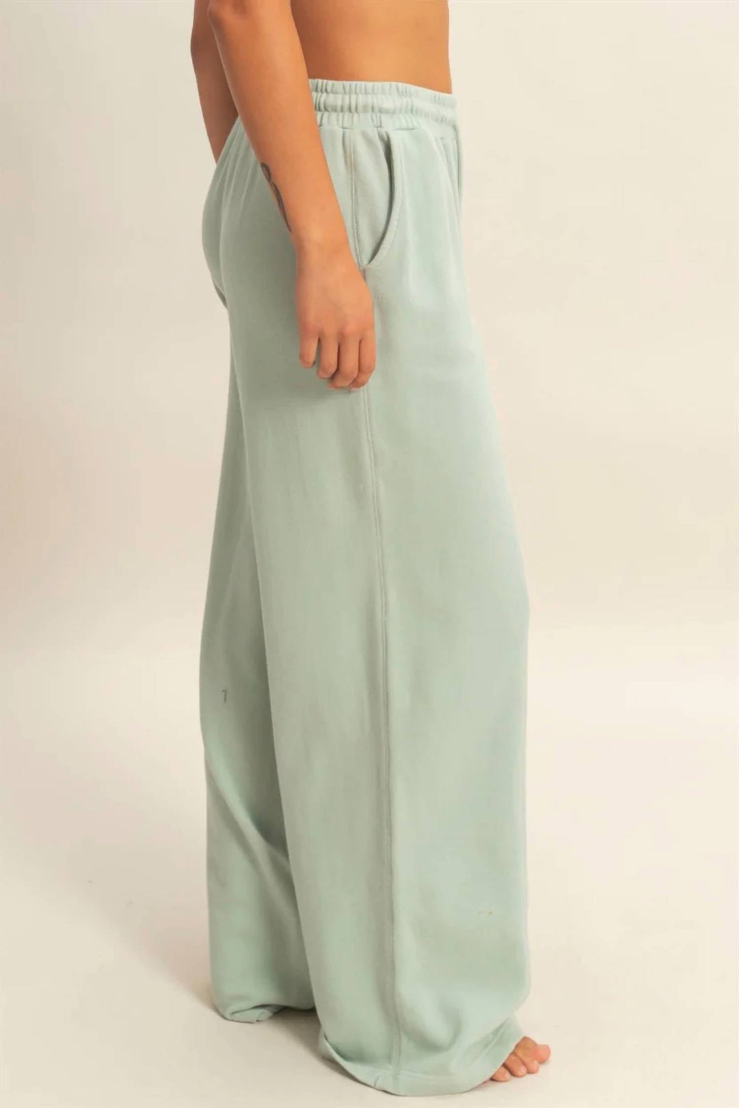 Double Zero - Acid Wash French Terry Wide-leg Pants