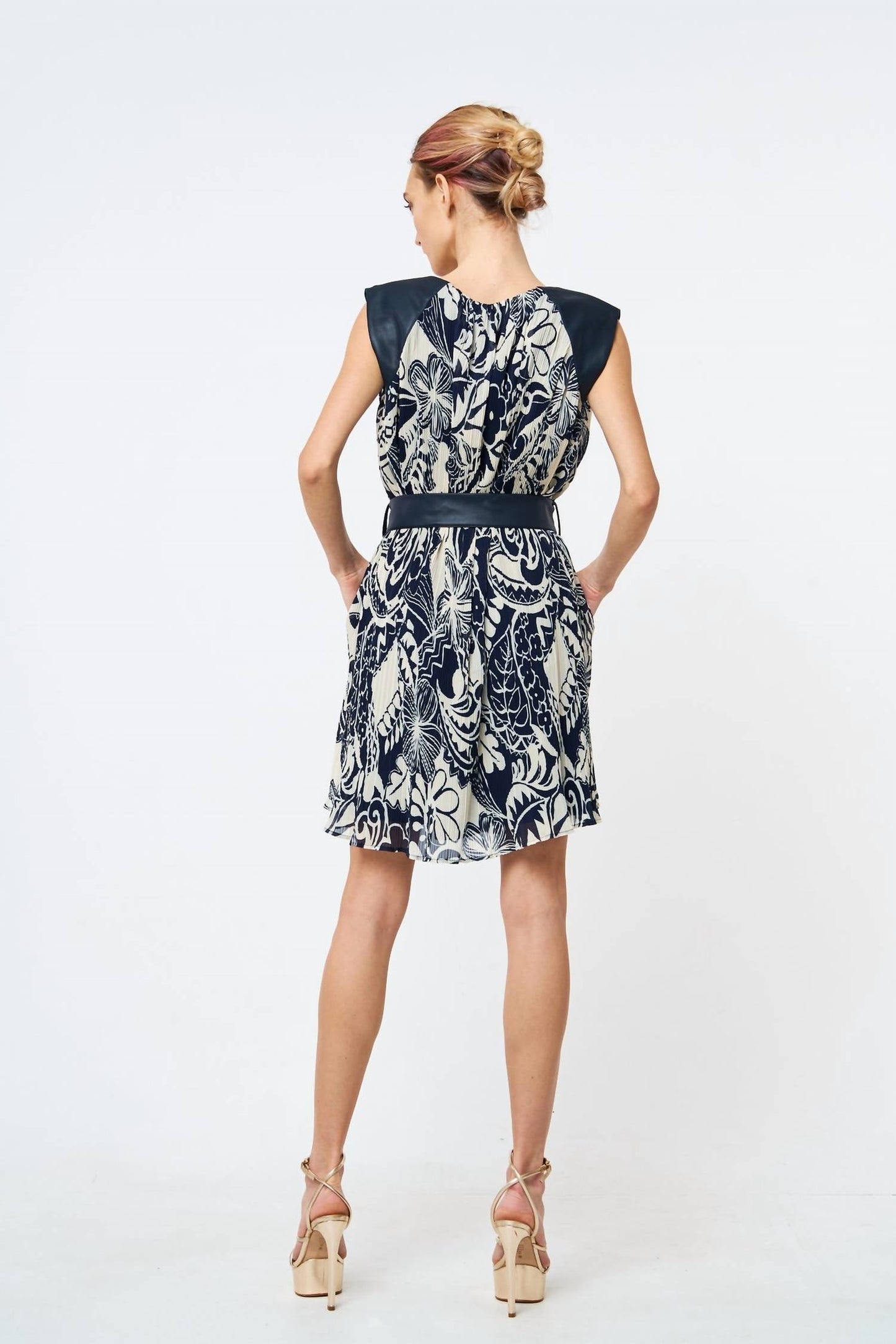 Ciebon - Ravena Mix Media Pleated Mini Dress