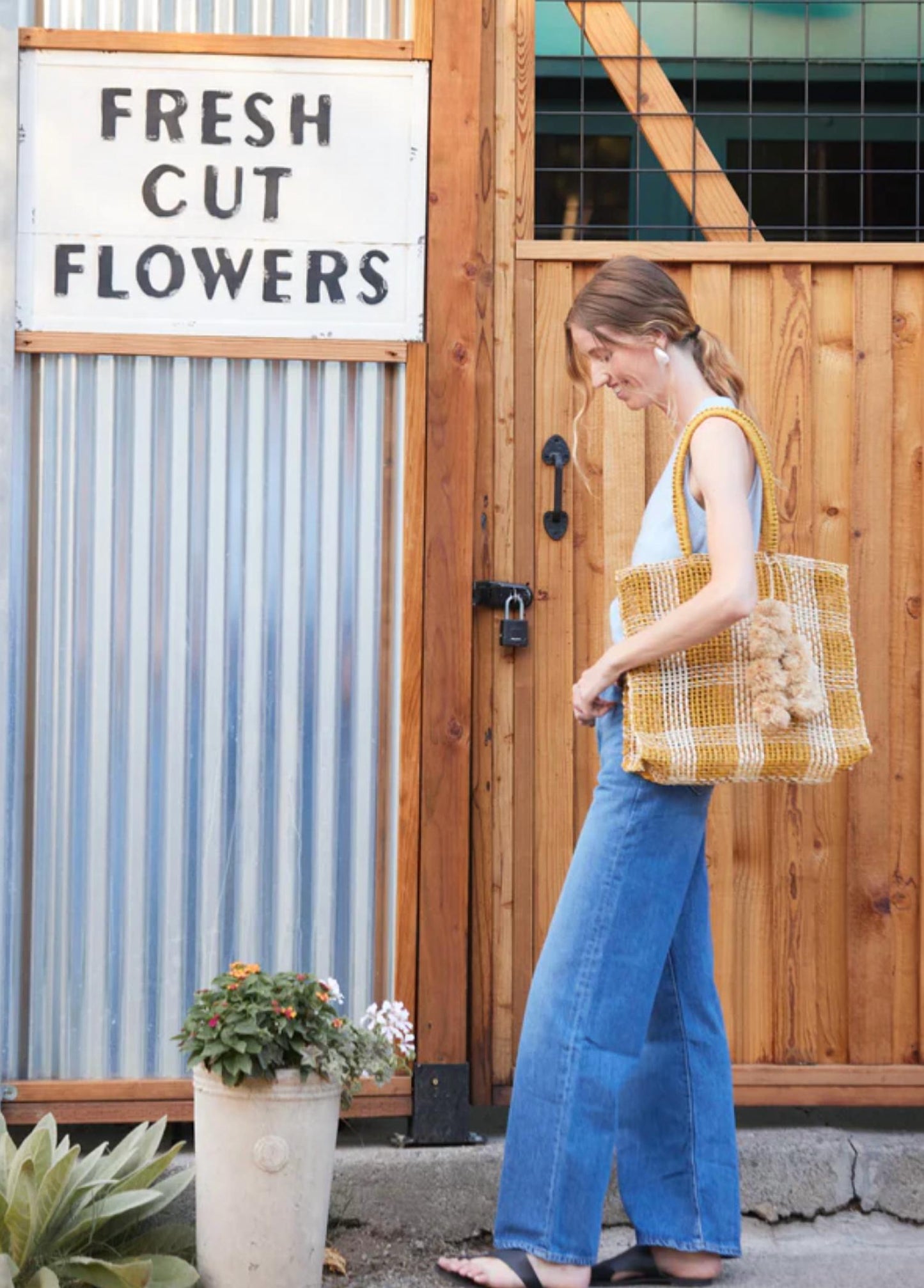 Kayu - Olive Straw Tote Bag
