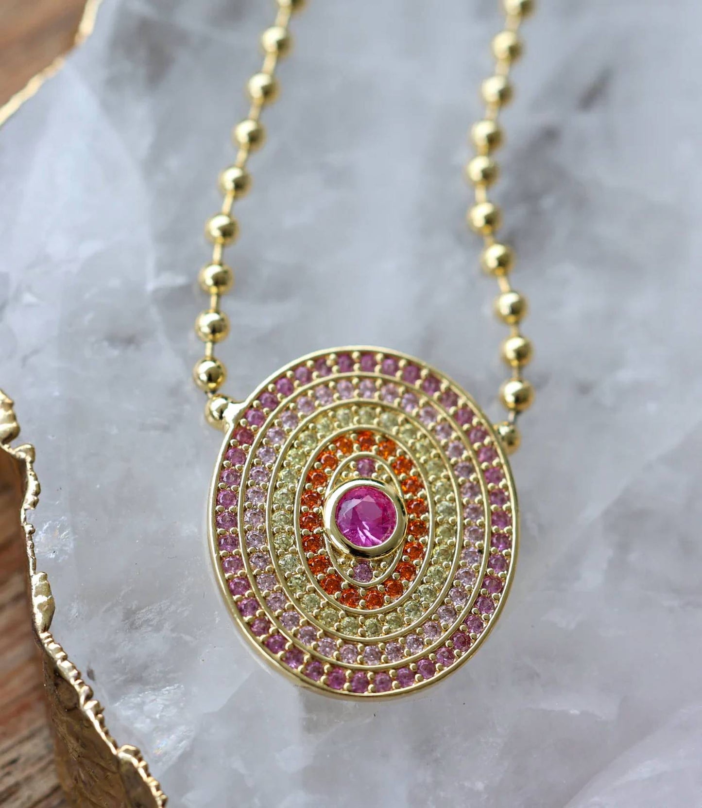 Native Gem - Women's Gemstone Disc Necklace