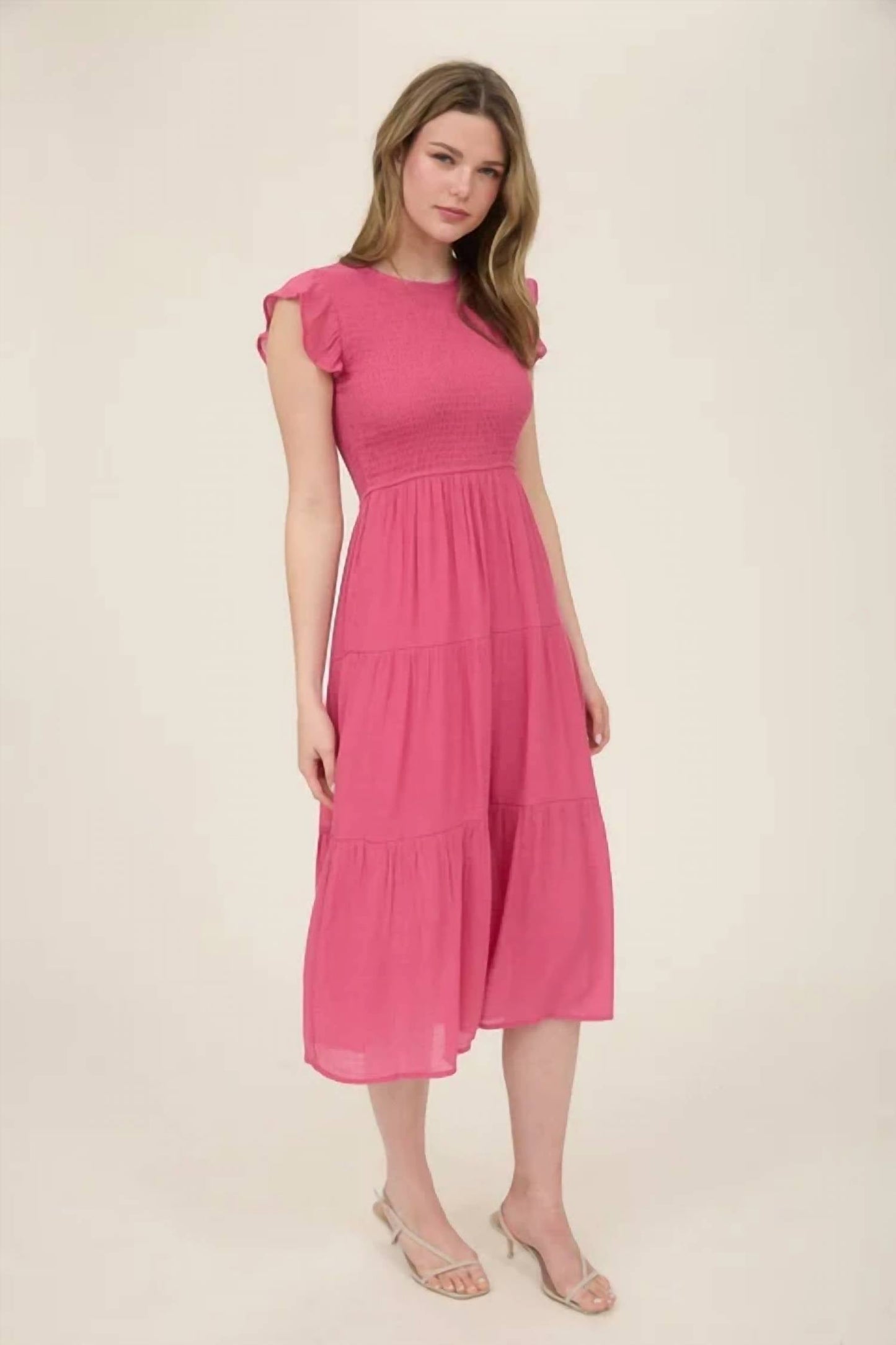 Blu Pepper - Smocked Tiered Midi Dress