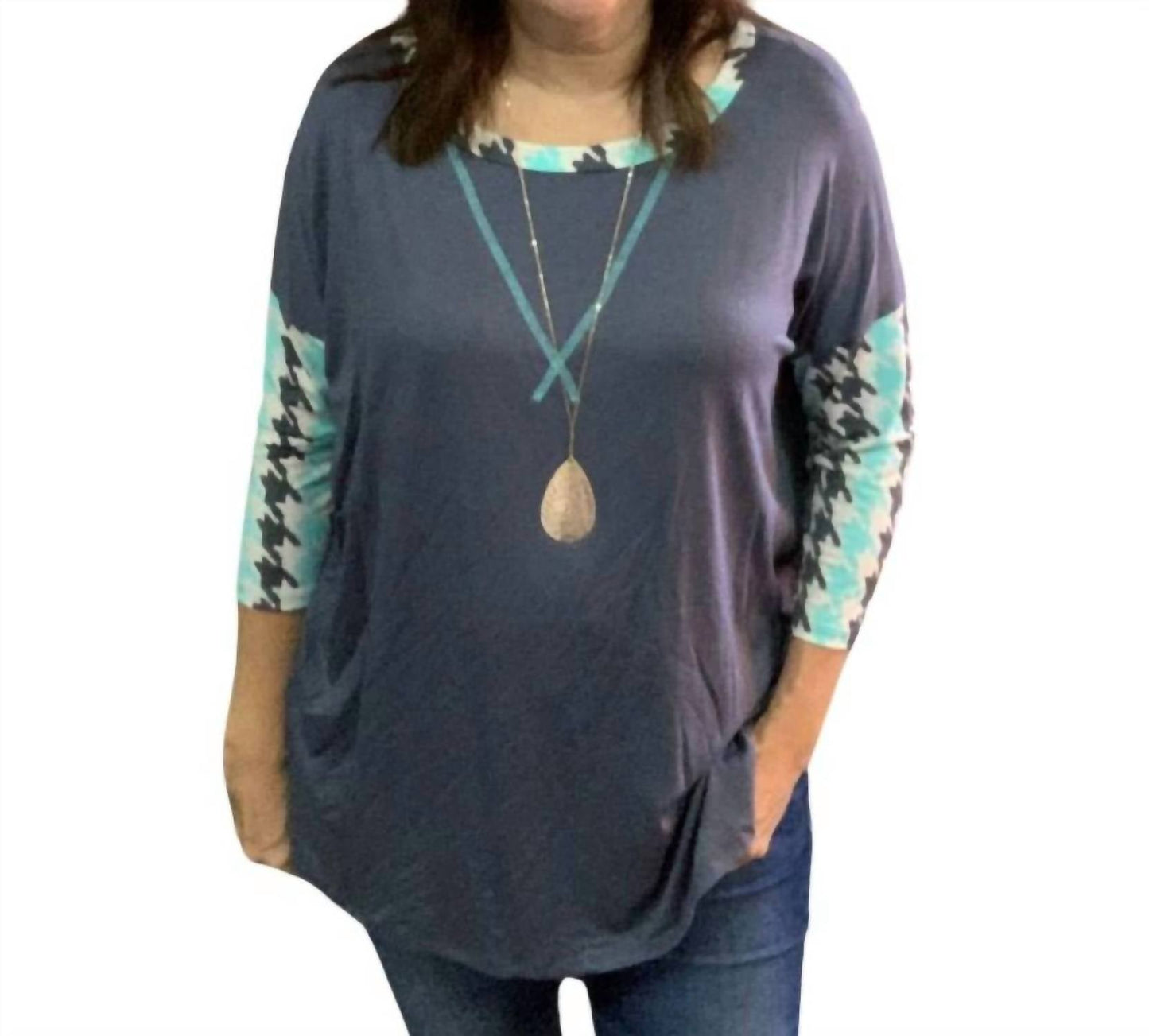 Honeyme - Printed Sleeve Tunic Top