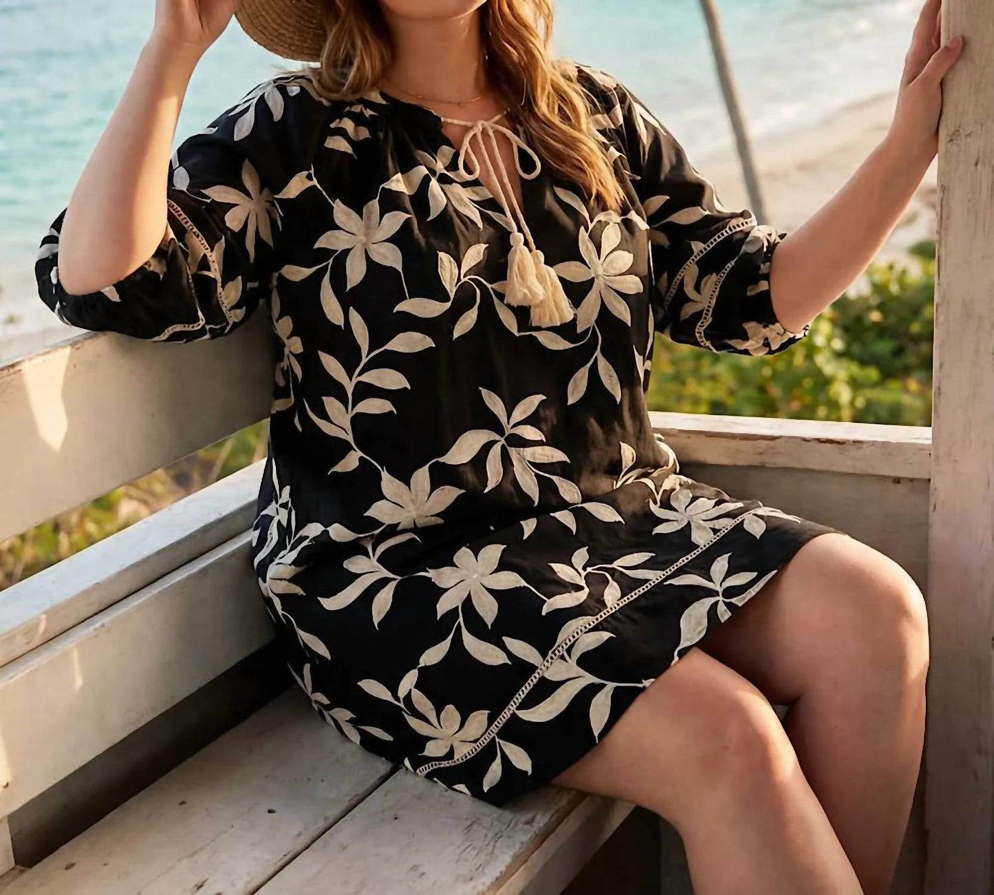 Karen Kane - Puff Sleeve Tassel Dress - Plus