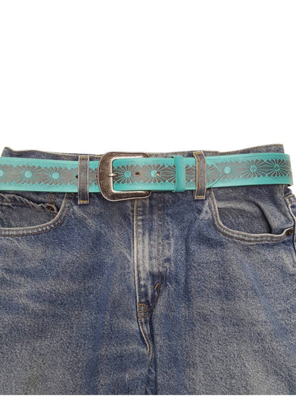 Axesoria West - Women's Western Hand-painted Floral Tooled Belt