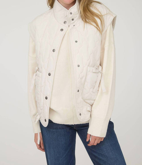 Blu Pepper - Tie-detail Snap-button Quilted Puffer Western Vest