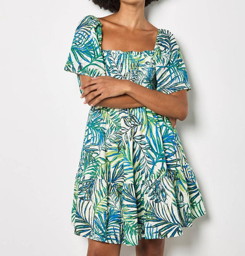Apricot - Palm Print Cotton Broderie Mini Dress