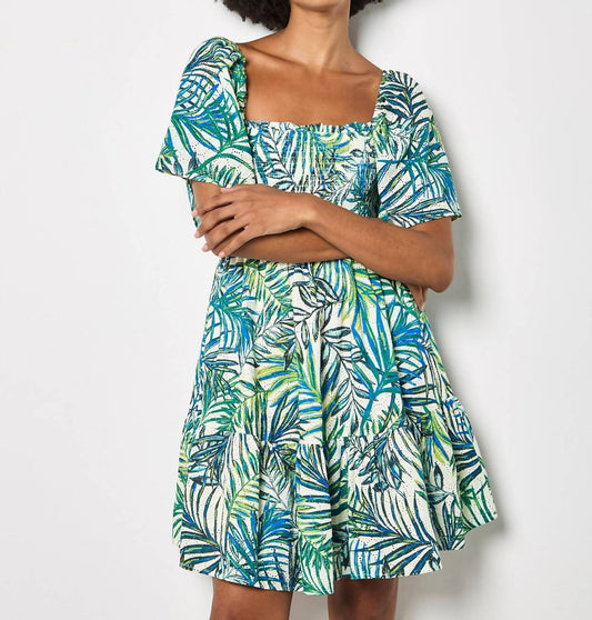 Apricot - Palm Print Cotton Broderie Mini Dress