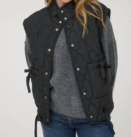 Blu Pepper - Tie Detail Snap Button Down Quilted Puffer Vest