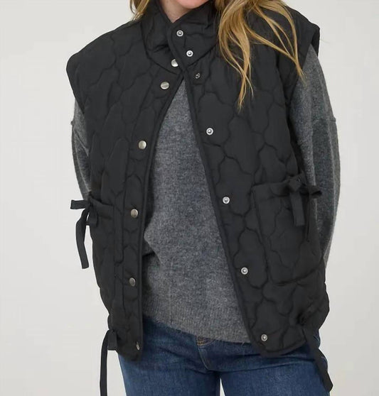 Blu Pepper - Tie Detail Snap Button Down Quilted Puffer Vest