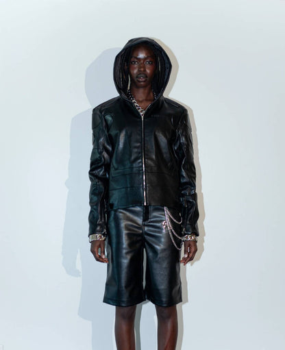 Knotwtr - Unisex I’m Worth A Lot Hooded Leather Jacket