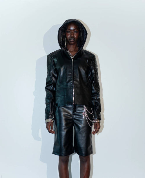 Knotwtr - Unisex I’m Worth A Lot Hooded Leather Jacket