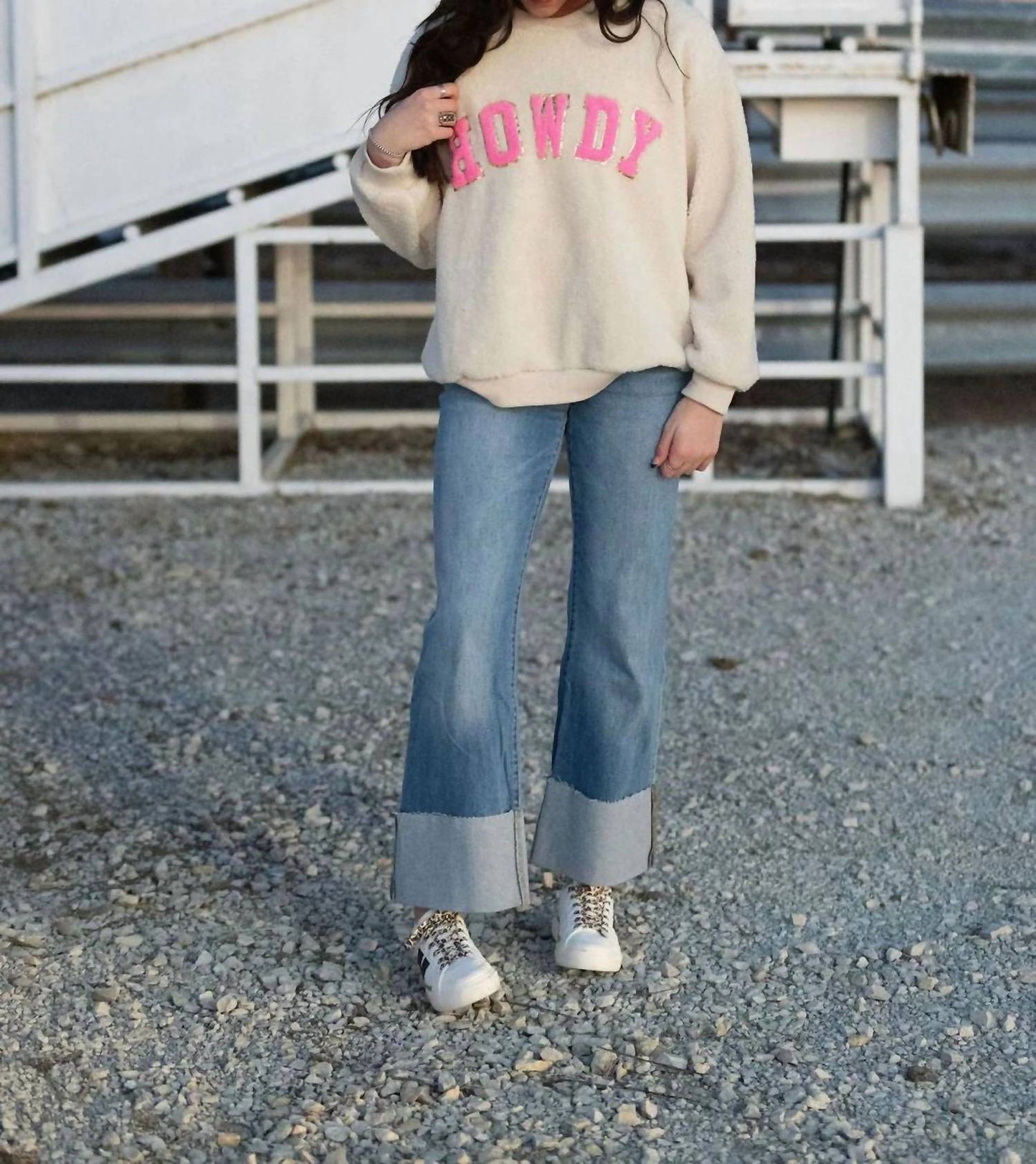 Bibi - Howdy Western Sherpa Pullover Sweater