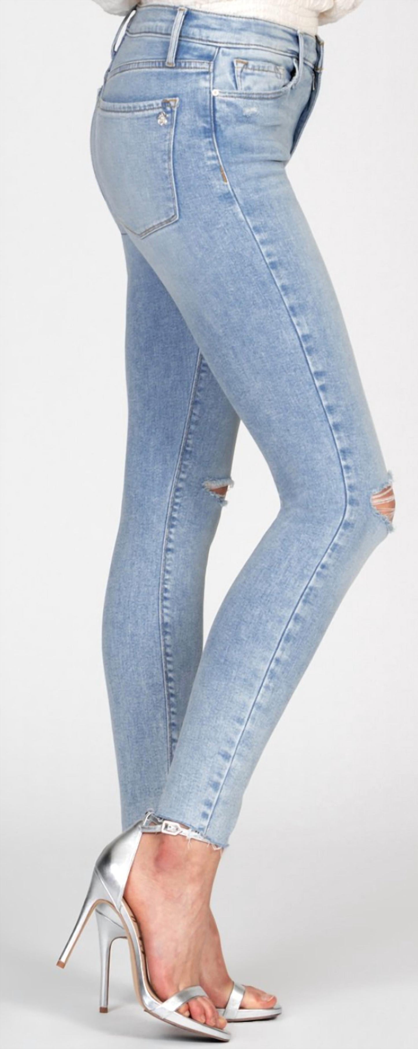 Carman High Rise Fray Denim