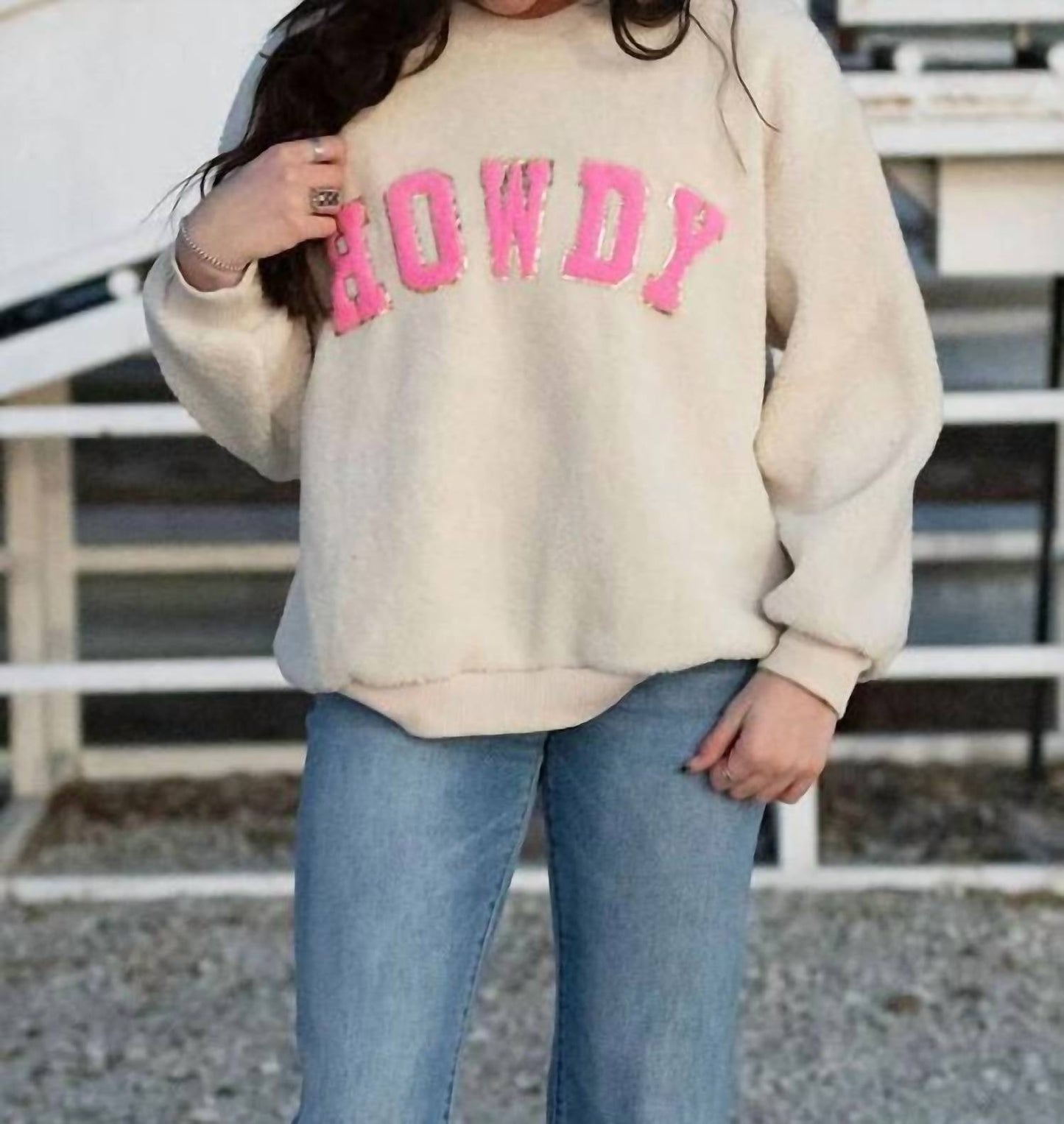 Bibi - Howdy Western Sherpa Pullover Sweater