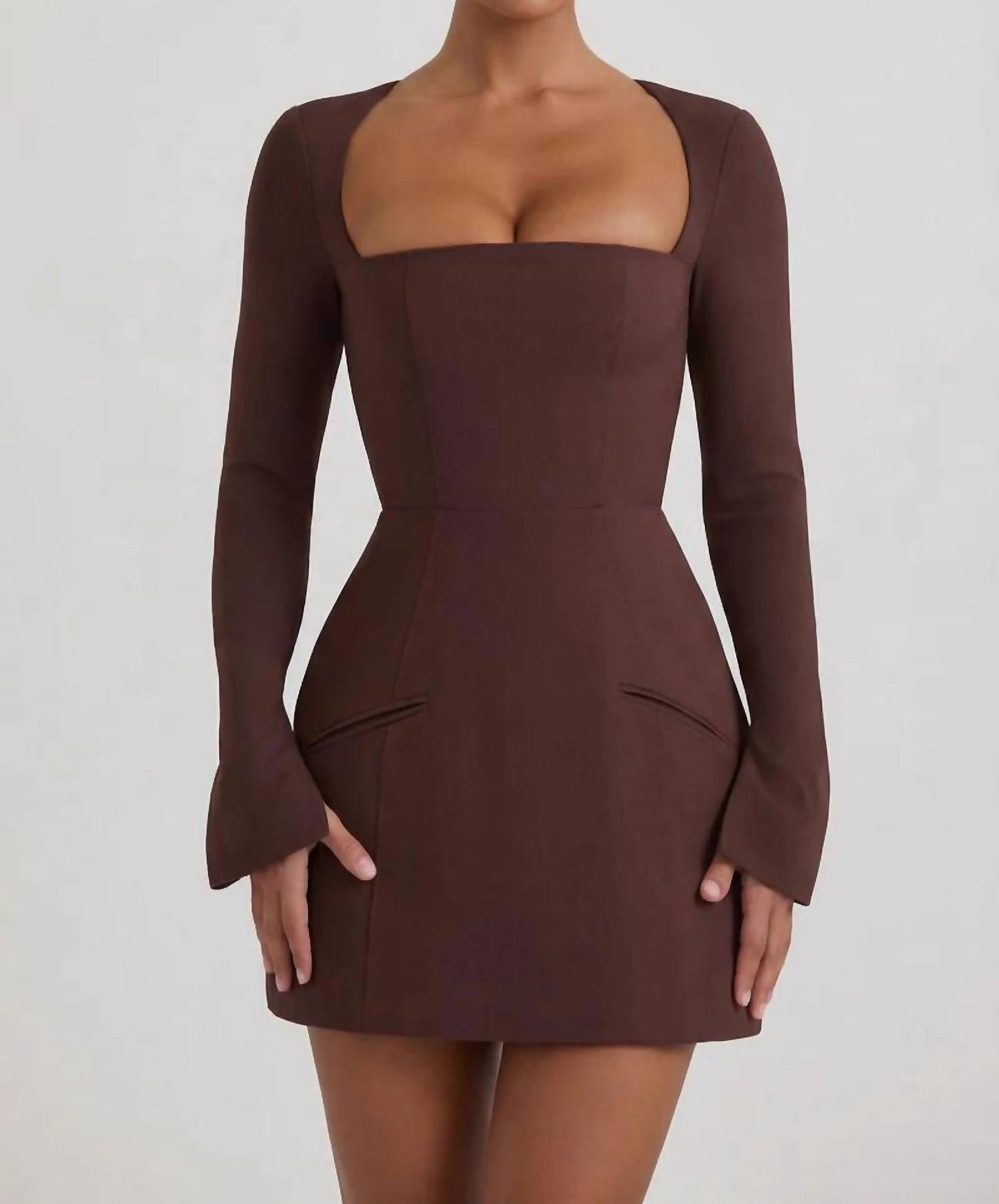 Oh Polly - Taesha Square-neck Structured Tulip Mini Dress