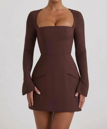 Oh Polly - Taesha Square-neck Structured Tulip Mini Dress