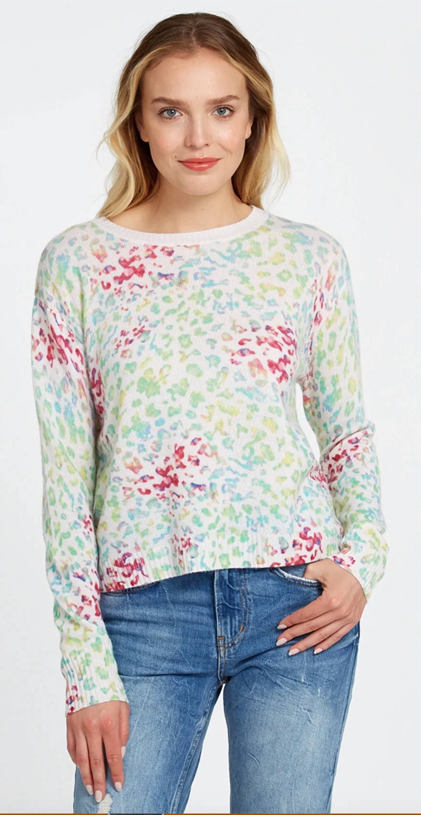 Autumn Cashmere - Multi Color Leopard Crew Sweater