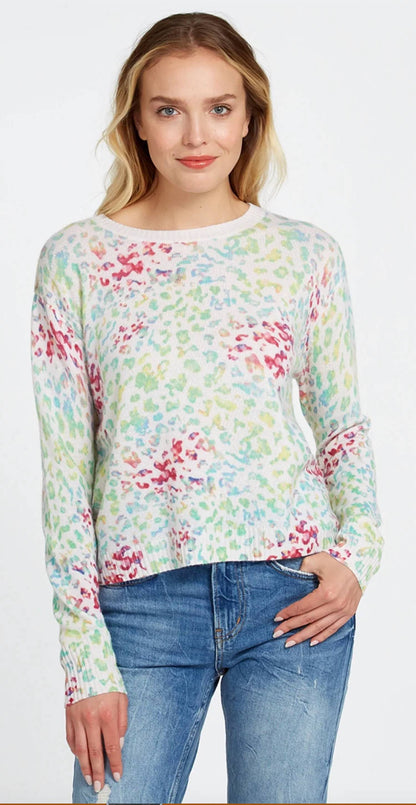 Autumn Cashmere - Multi Color Leopard Crew Sweater
