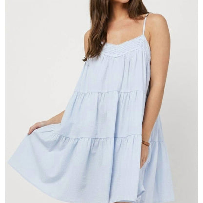 Needii - Pinstripe Babydoll Mini Dress
