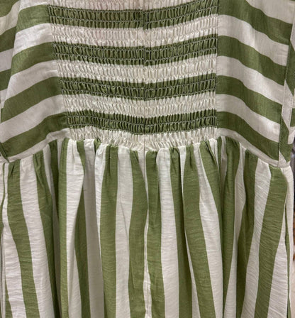 Never A Wallflower - Grass Stripe Corset Dress