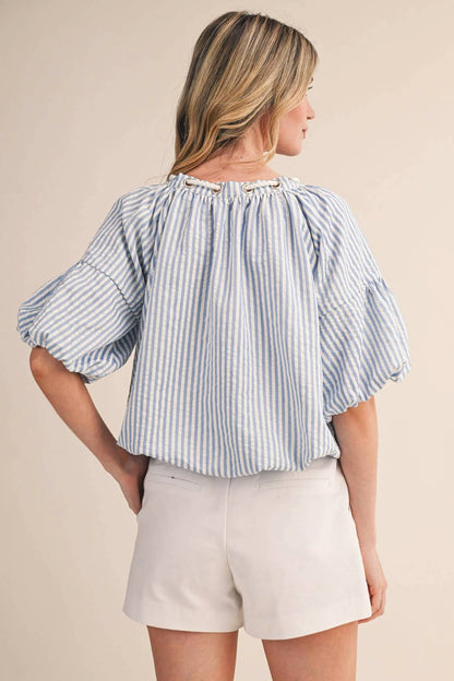 &Merci - Stripe Rope Trim Top