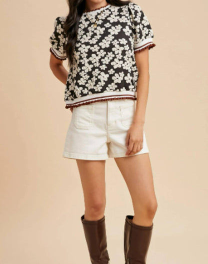 Anniewear - Flower Knit Top