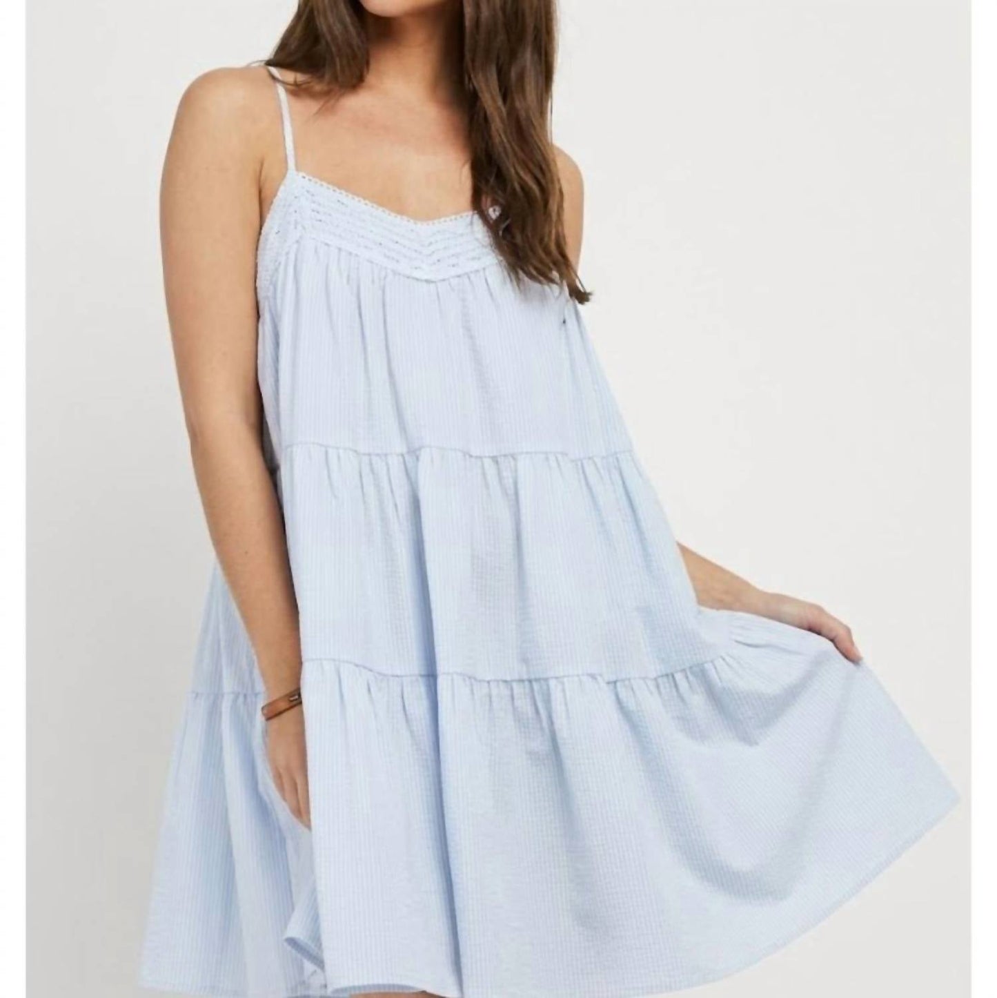 Needii - Pinstripe Babydoll Mini Dress