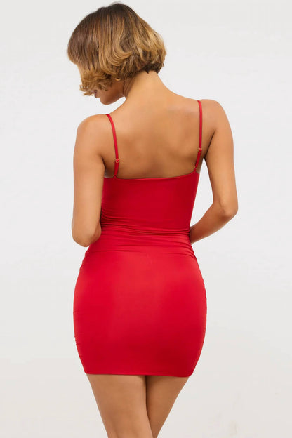 Oh Polly - Aniela Slinky Jersey Rose Detail Cut Out Mini Dress
