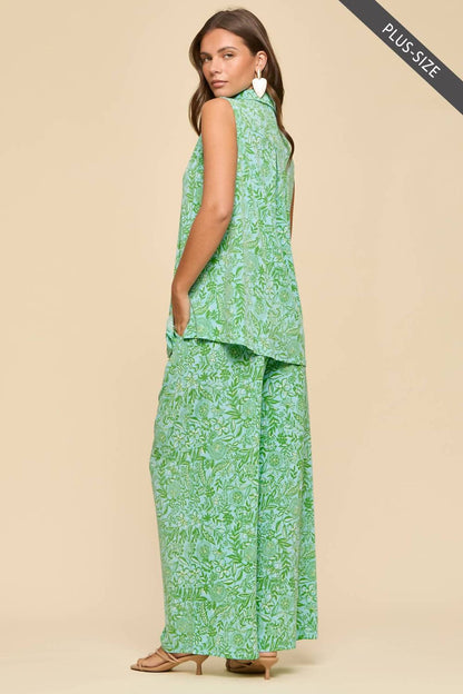 Dear Scarlett - 2-Piece Tank and Relaxed Pants Resort Wear Set - PLUS