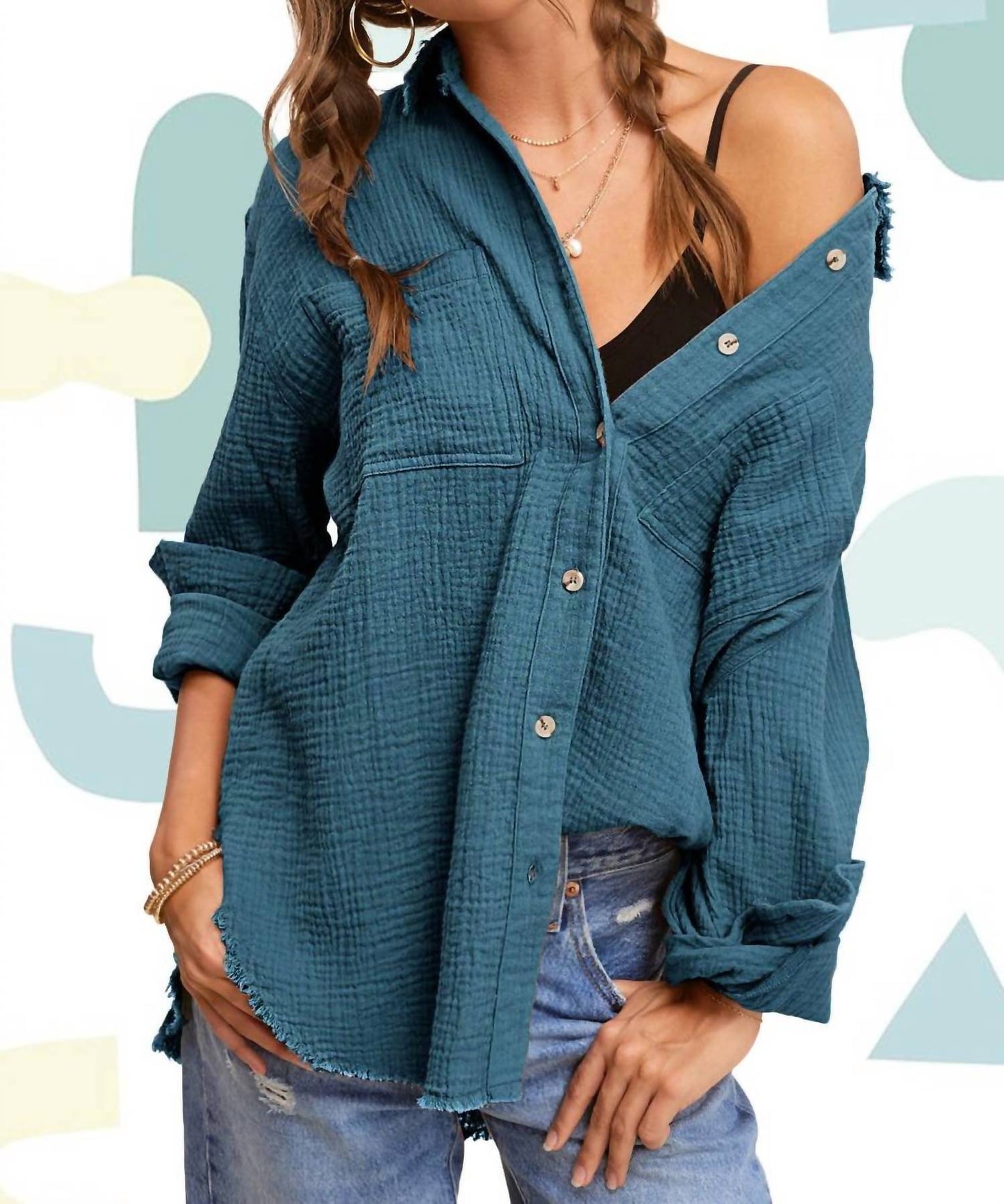 La Miel - Soft Washed Crinkled Cotton Button-down Western Shirt