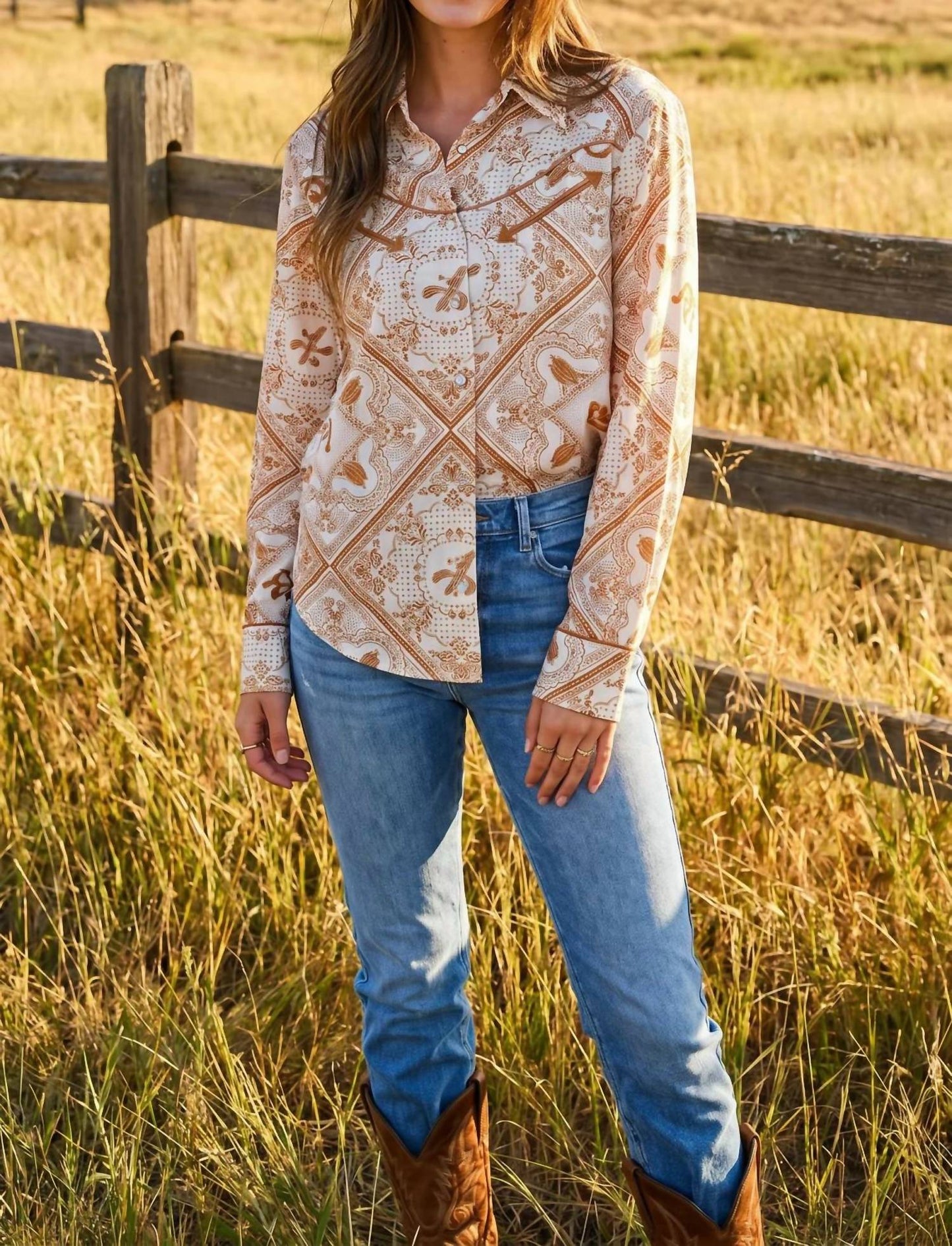 Blue B - Bandana Vintage Western Snap-front Shirt