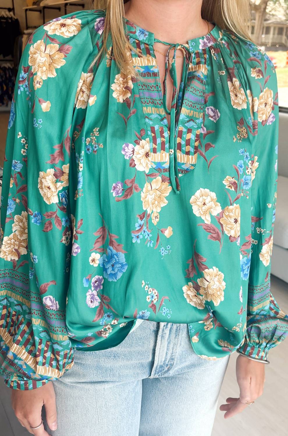 Current Air - Long Sleeve Floral Blouse
