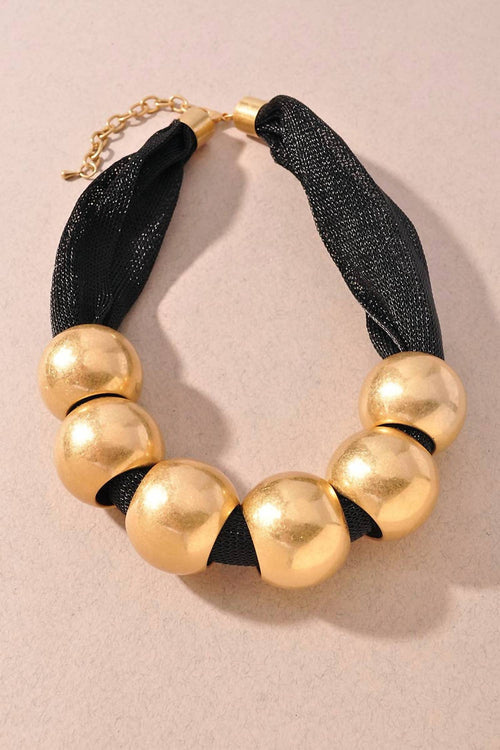 Merveille - Women's Gold Ball Mesh Statement Necklace