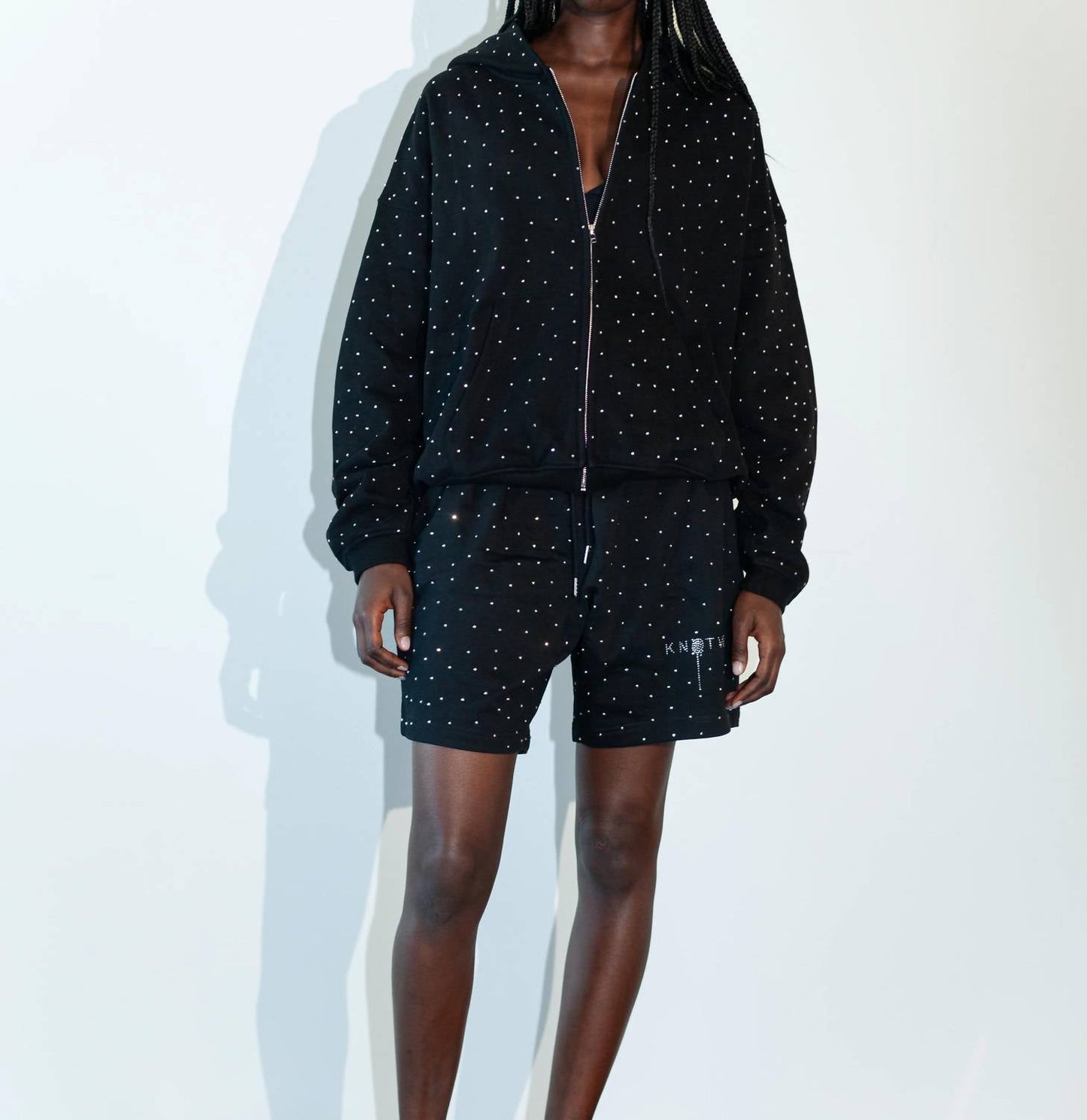 Knotwtr - Rhinestone Zip-up Hoodie