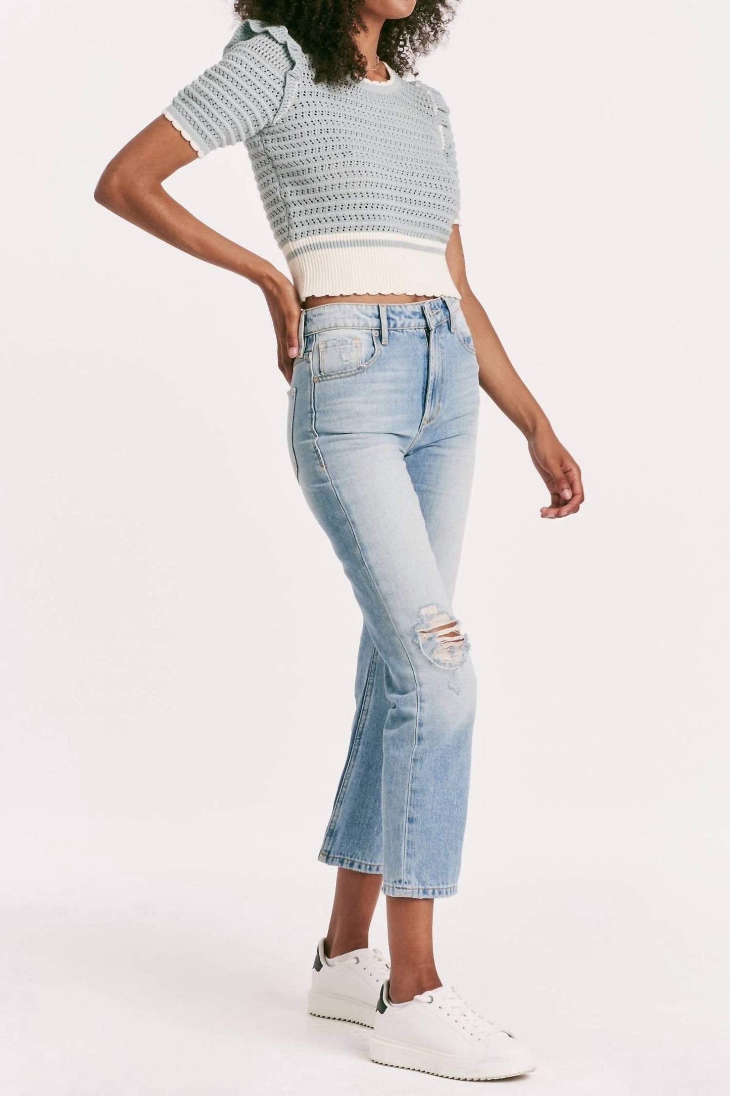 Another Love - Neve Top Pale Sage Stripe