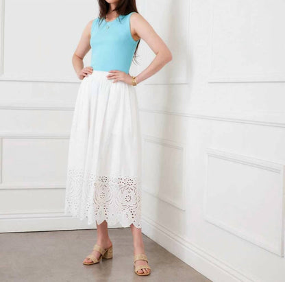 Karen Kane - Cut-out Embroidery Midi Skirt - Petite