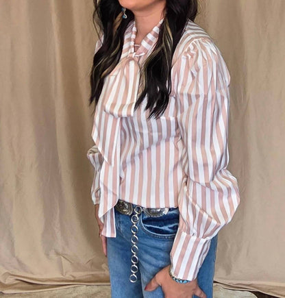 Crazy Consuela - Howdy Hanny Stripe Long Sleeve Western Bow Tie Top
