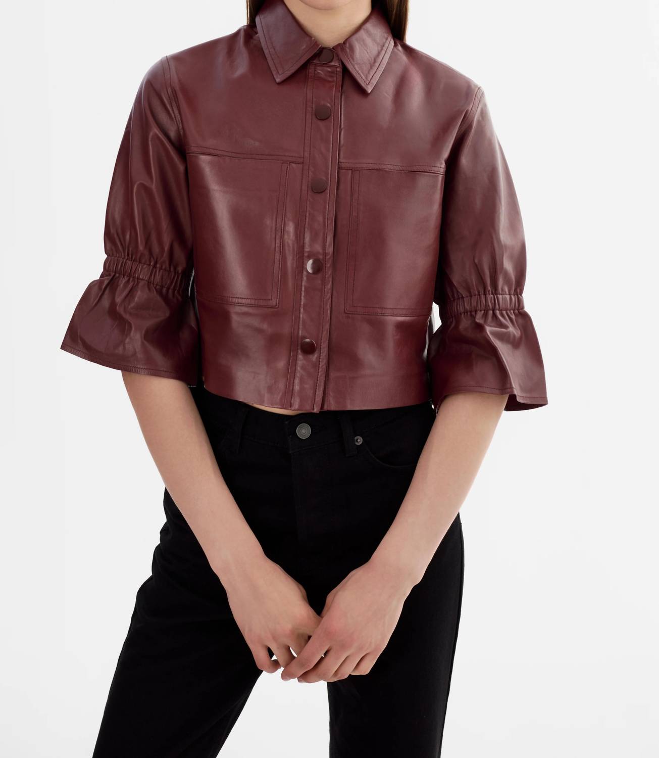 Lamarque - Carolina Leather Ruffle Sleeve Jacket