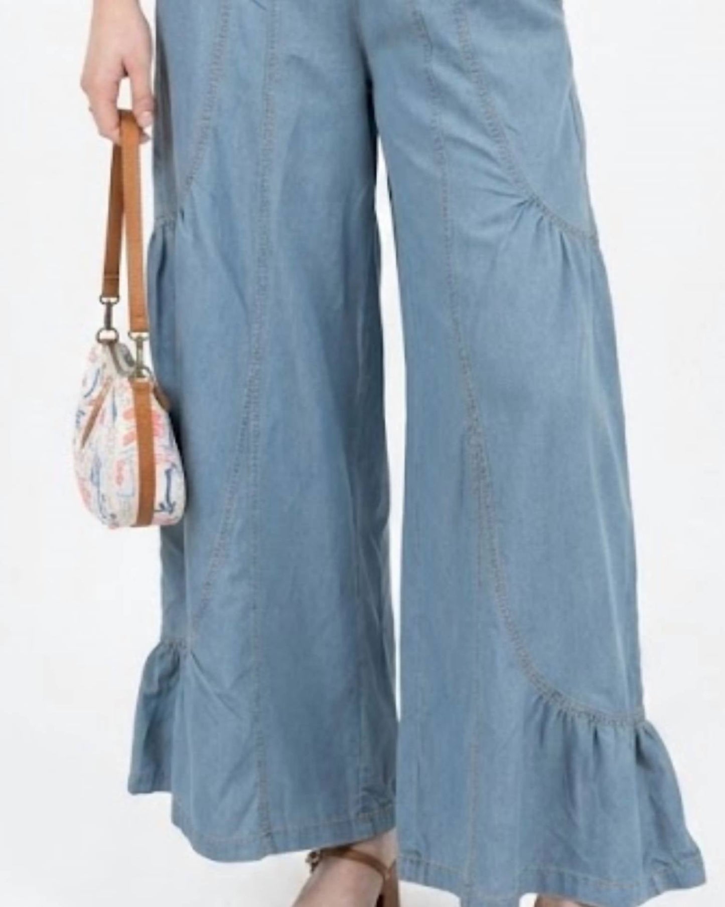 Davi & Dani - Lightweight Curvy Wide Leg Denim Pants