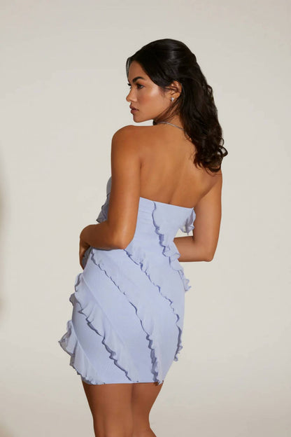 Oh Polly - Tatiana Bandeau Ruffle Detail Mini Dress