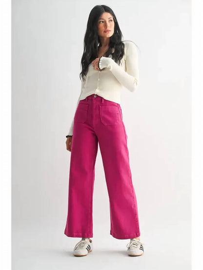 Just Black Denim - Patch Pocket Wide Leg Denim Jeans