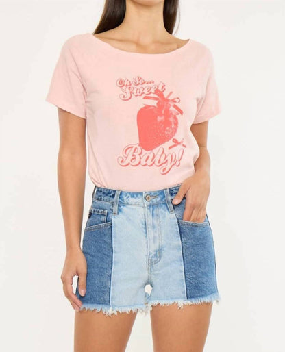 Kancan - Two-tone Color Block Ultra High-rise Western Denim Shorts