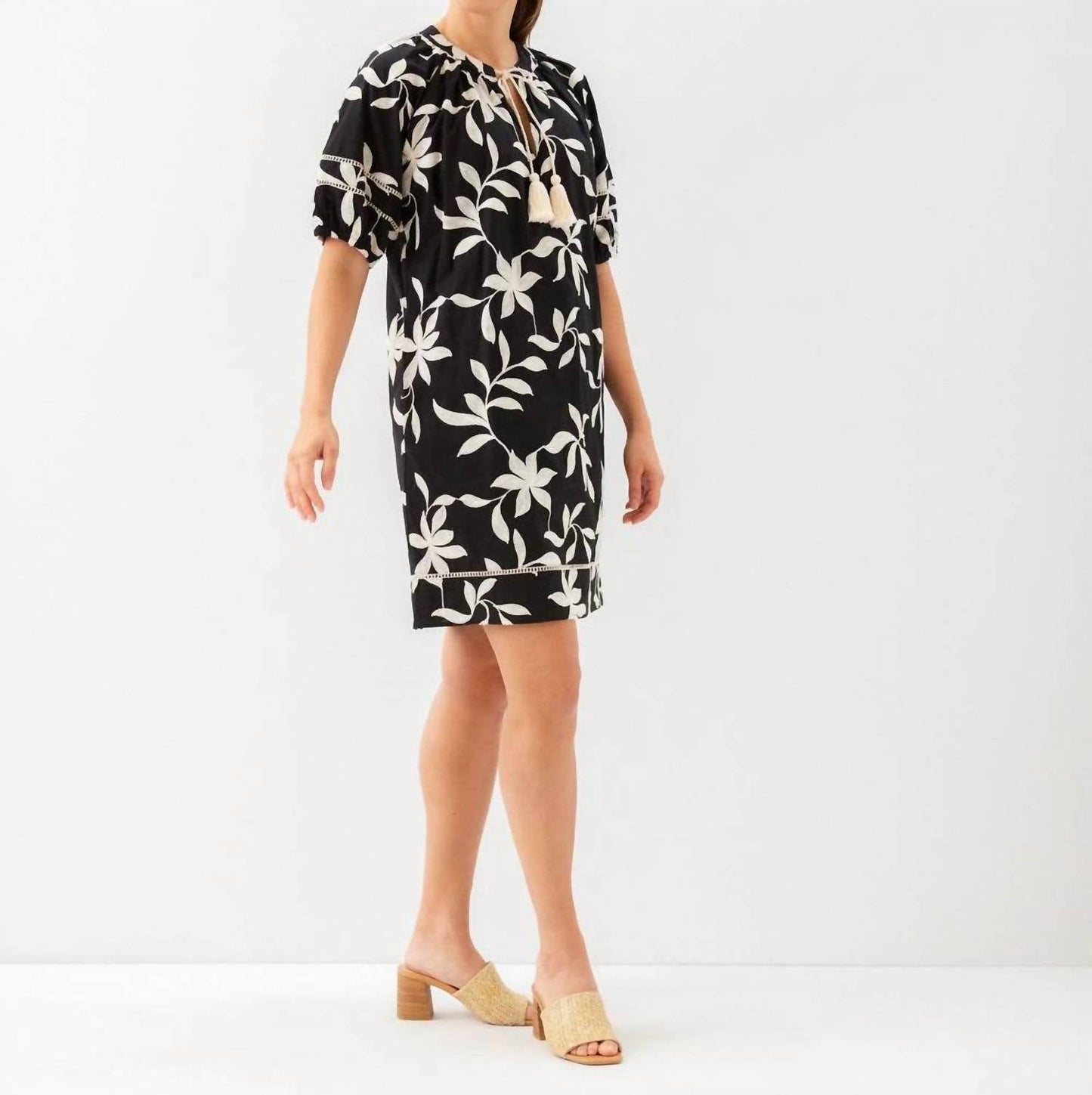 Karen Kane - Puff Sleeve Tassel Dress - Petite