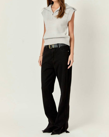 English Factory - Zip Mock Neck Knit Sweater Vest