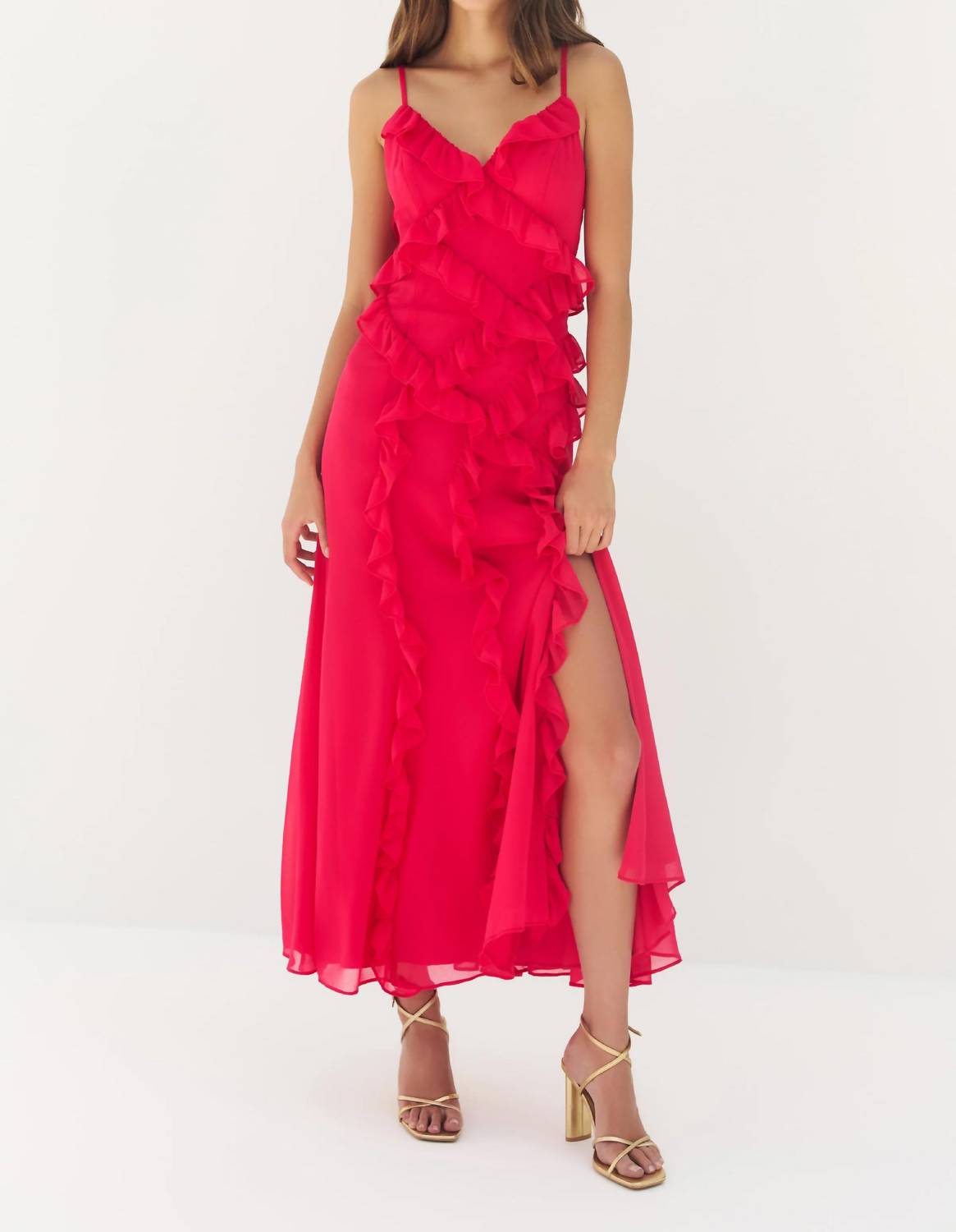 Hutch - Malti Sleeveless Ruffle Trim Long Dress
