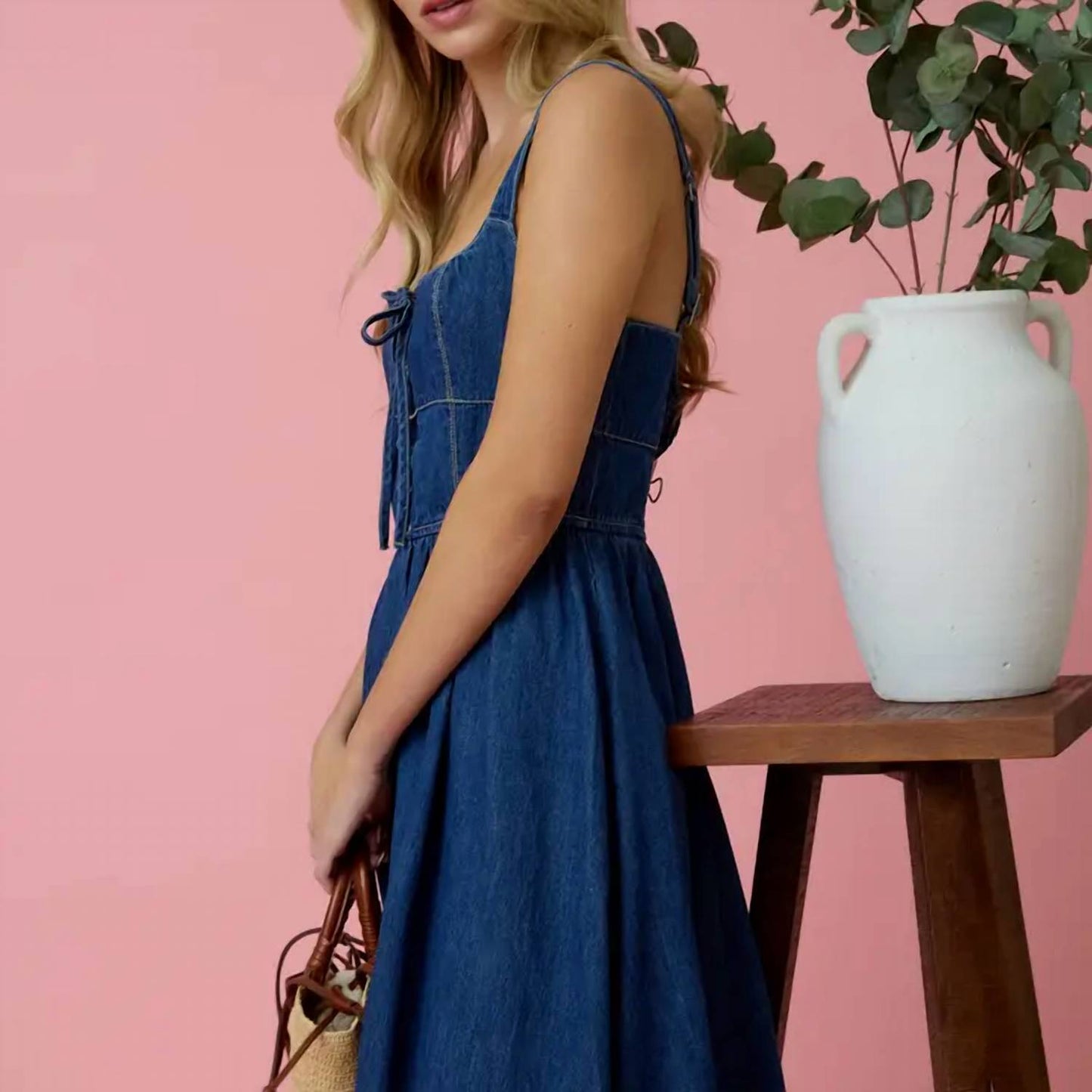 Blu Pepper - Lace Up Sleeveless Midi Dress