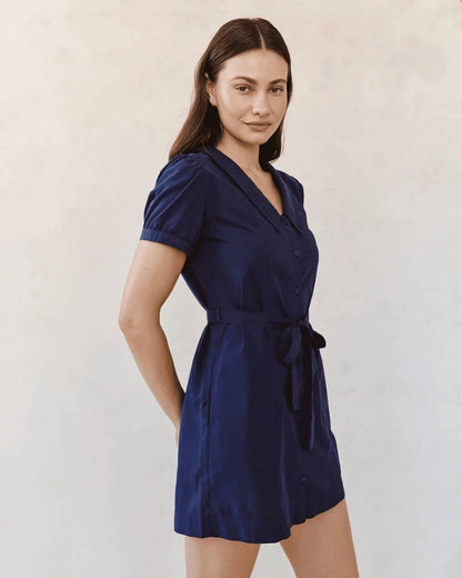 Bella Dahl - Short Sleeve Seamed Puritan Collar Dress