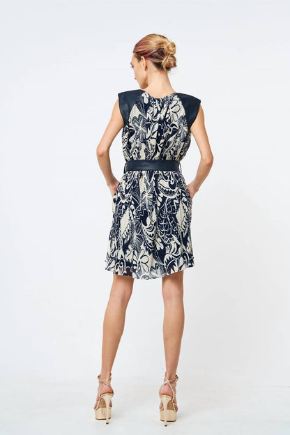 Ciebon - Ravena Mix Media Pleated Mini Dress